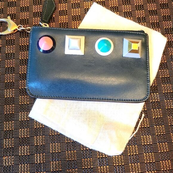 Fendi Studded Leather Coin/Card Purse - Picture 1 of 9